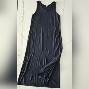 Eileen Fisher Tank Dress Womens Black Slim Maxi Stretch Jersey Knit Side Slit 1X